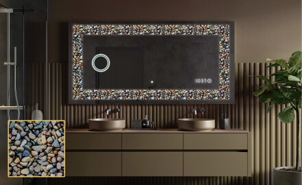 Backlit Decorative Mirror - Natural Stones